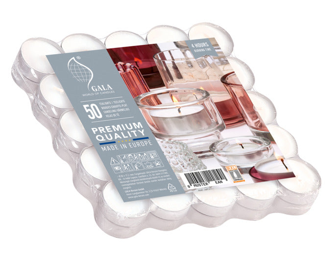 GALA Teelichter ø 4 H 2 cm 50er Pack 4 h Aluminiumhülle in präsentiert im Onlineshop von KAQTU Design AG. Kerzen ist von GALA GROUP