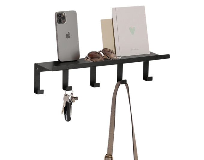 Entdecken Sie das ZELLER Wandregal mit Haken in elegantem Schwarz. Praktische Ablage und stilvolle Ordnung für jeden Raum!