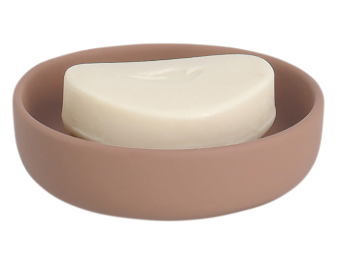 Stilvolle ZELLER Keramik-Seifenschale in Mocca, ø 11,2 cm, für hygienische und elegante Seifenaufbewahrung im Badezimmer.