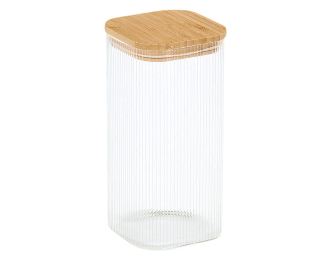 ZELLER Vorratsglas mit Bambusdeckel eckig 720 ml 10x10x10.7 cm in präsentiert im Onlineshop von KAQTU Design AG. Aufbewahrungsbehälter ist von ZELLER PRESENT