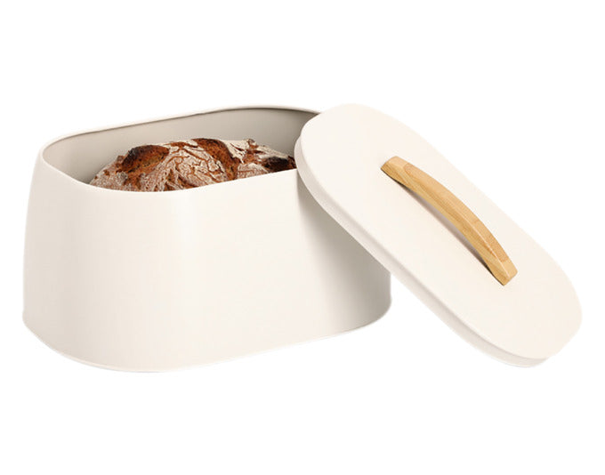 Entdecken Sie den eleganten ZELLER Brotkasten aus Metall und Gummibaumholz in Creme. Ideal für frisches Brot, mit optimaler Luftzirkulation und zeitlosem Design.