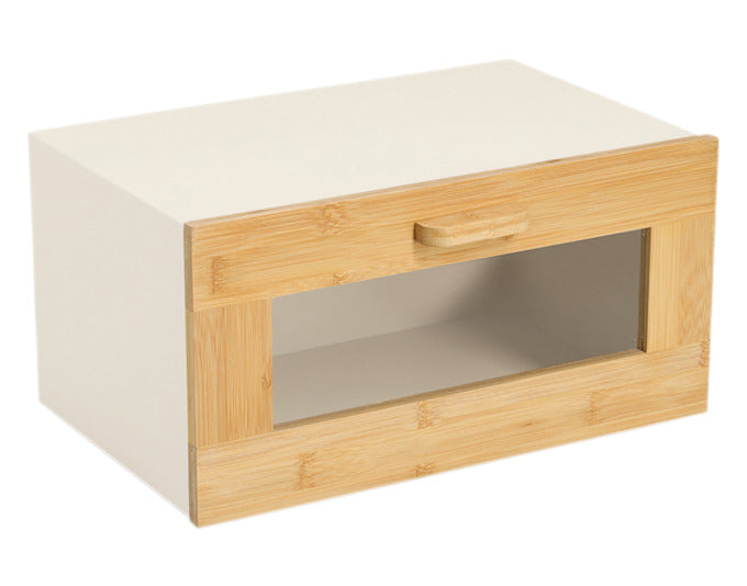 ZELLER Brotkasten mit Bambusfrontklappe Metall beige 36x23x19.5 cm in präsentiert im Onlineshop von KAQTU Design AG. Brotkorb ist von ZELLER PRESENT