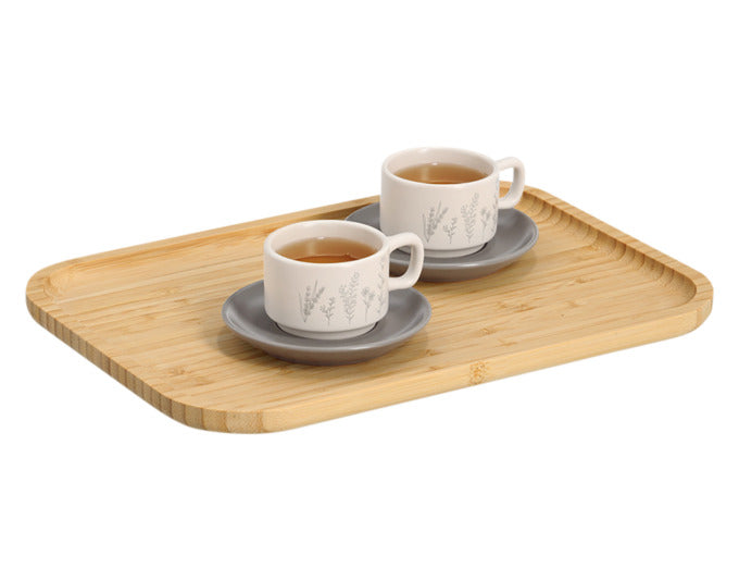 Nachhaltiges Serviertablett aus hochwertigem Bambus, 33x24x1.5 cm, perfekt für elegante Präsentationen und vielseitige Anwendungen.