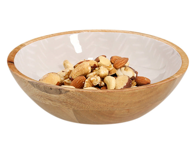 Entdecken Sie die ZELLER Schüssel aus Mangoholz in Beige (ø 20x6 cm) – ein stilvolles Highlight für jeden Tisch, ideal für Snacks und Deko.