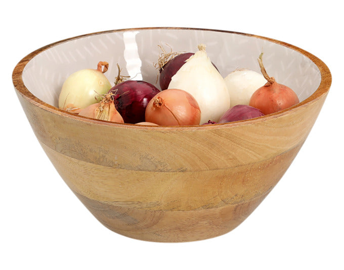 Entdecken Sie die ZELLER Schale aus Mangoholz (ø 25x13 cm) – ein stilvolles, funktionales Highlight für Ihr Zuhause, ideal für Obst und Dekoration.