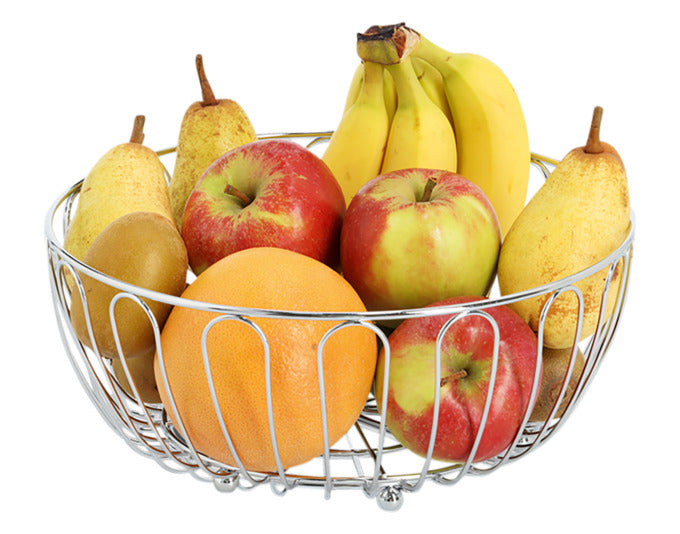 Entdecken Sie den ZELLER Fruchtkorb aus verchromtem Metall (ø 28.5x12 cm) – stilvoll, funktional und ideal für frische Früchte in Ihrer Küche.