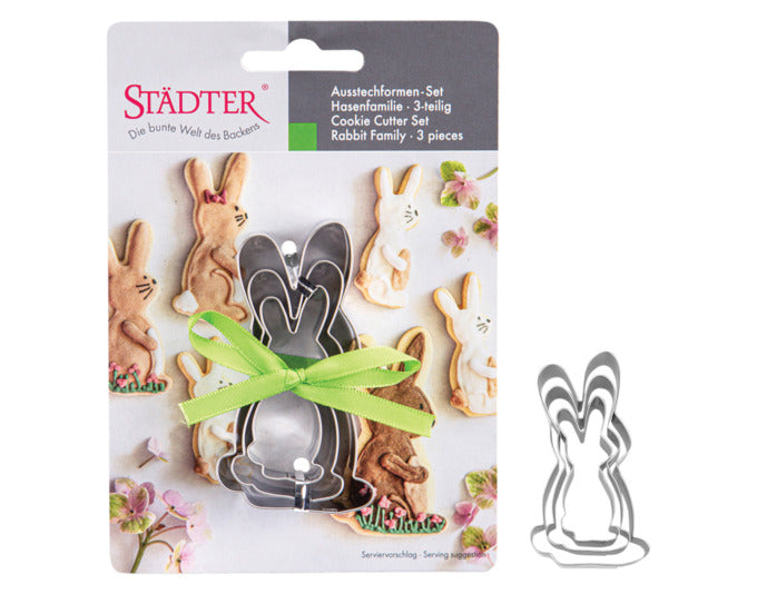 STÄDTER Ausstecher Set Hasenfamilie auf Karte 3-teilig 7.5 cm Edelstahl in präsentiert im Onlineshop von KAQTU Design AG. Ausstecher ist von STÄDTER