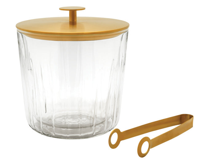 LEOPOLD Eisbehälter mit Zange Arinto Glas/Inox gold ø 14x15.3 cm in präsentiert im Onlineshop von KAQTU Design AG. Glacézubehör ist von LEOPOLD