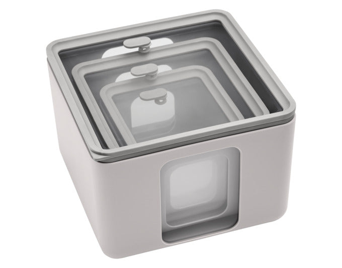 Entdecken Sie das BLIM PLUS Vorratsdosen Set Quadro Combo XS-S-M in der stilvollen PEEK BOX Collection. Ideal für eine organisierte und nachhaltige Küche!