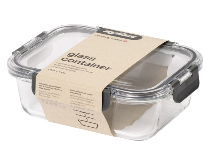 Der ZYLISS Vorratsbehälter aus Glas (1.05 l) bietet eine sichere, platzsparende Lösung zur Aufbewahrung Ihrer Lebensmittel. Hitzebeständig und BPA-frei.