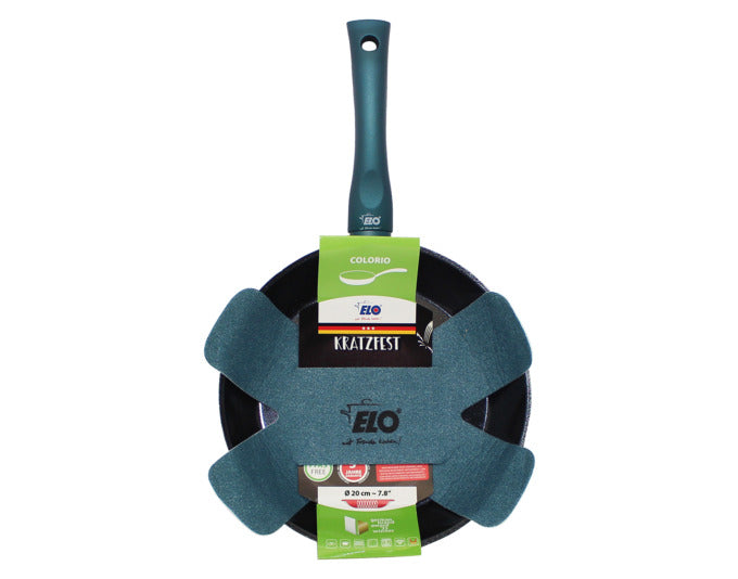 Entdecken Sie die ELO Bratpfanne Coloris Türkis (ø 20 cm) mit hochwertiger Antihaftbeschichtung und praktischem Pfannenschutz – ideal für Ihre Küche!