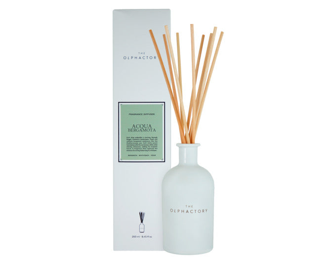 Erleben Sie mit dem Raumduft White Insignia Acqua Bergamota von THE OLPHACTORY, 250 ml, eine erfrischende mediterrane Brise für Ihr Zuhause.