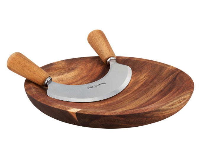 COLE&MASON Wiegemesser mit Brett Ashden Akazie 7x24x3 cm in präsentiert im Onlineshop von KAQTU Design AG. Küchenmesser ist von COLE & MASON