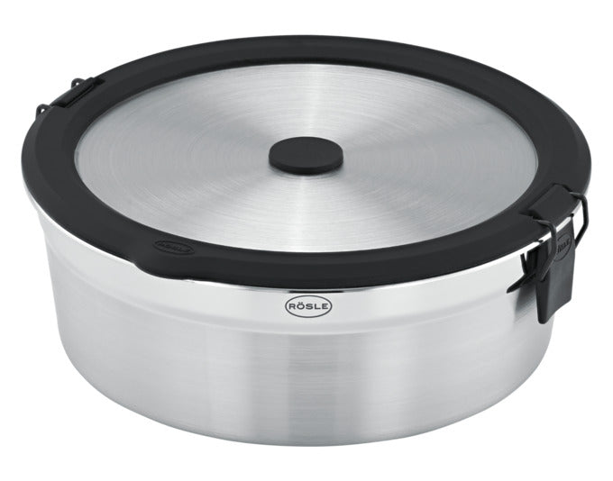 Entdecken Sie den RÖSLE Edelstahldeckel Flexx 2Go rund mit Clips 0.8 l – ideal für sichere, hygienische und nachhaltige Aufbewahrung.