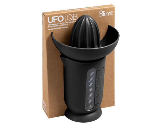 Entdecken Sie die BLIM PLUS Zitruspresse Ufo 0.50 l in elegantem Schwarz. Ideal für frischen Saft, langlebig und umweltfreundlich – Ihr Küchenmust-have!