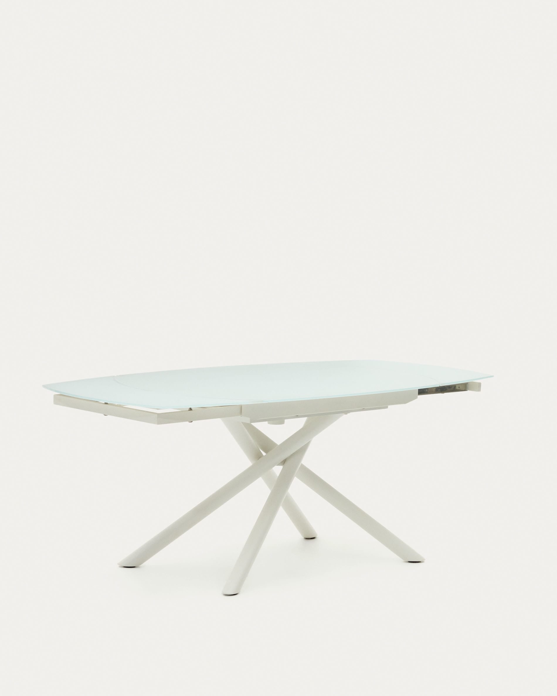 Eleganter Yodalia Ausziehtisch mit robuster Glasplatte und stabilen Stahlbeinen, 130-190x100 cm, perfekt für flexible Essbereiche.