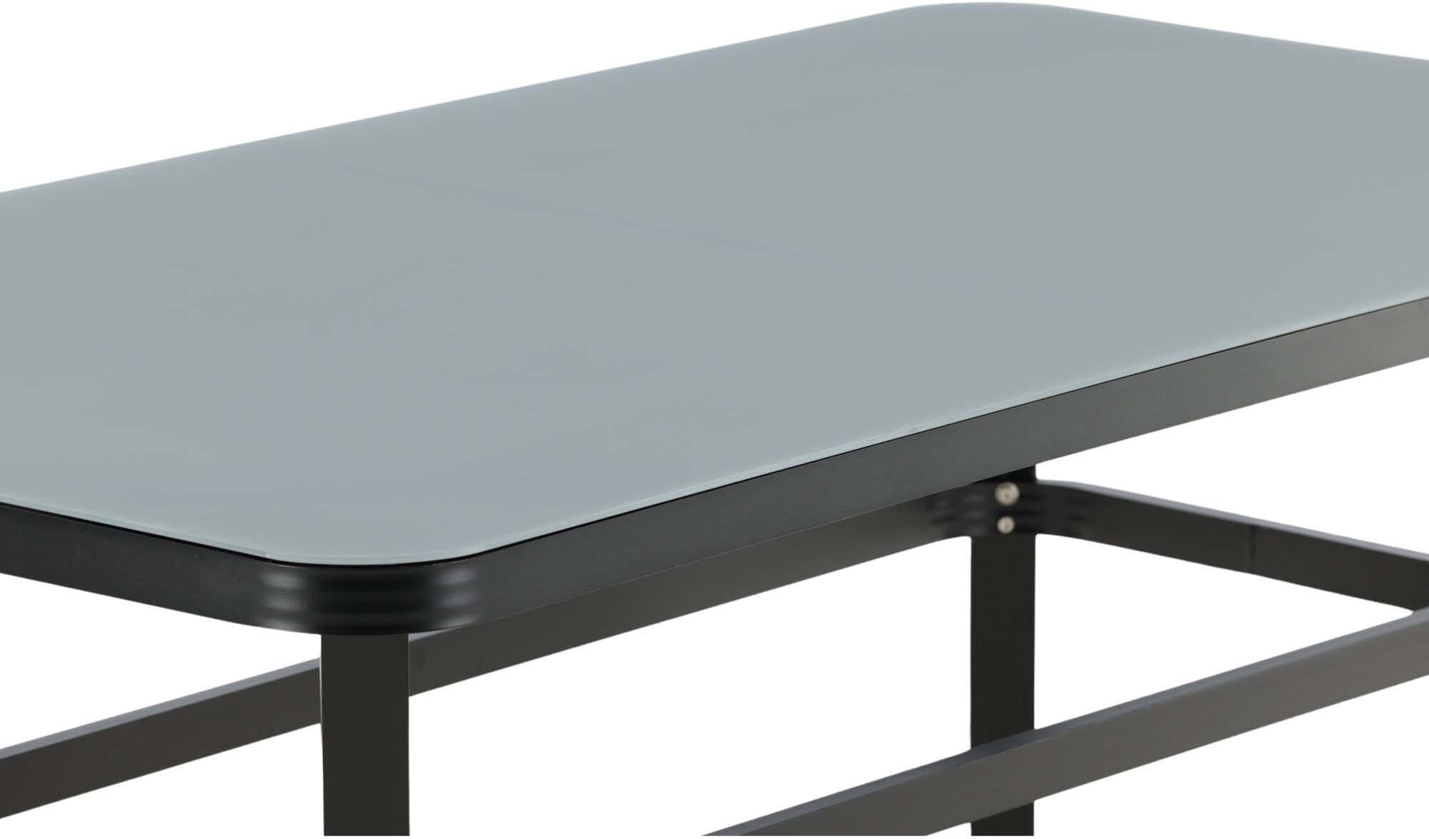 Stilvoller Virya Gartentisch: Robuster Sprühstein, elegantes Aluminium, ideal für gesellige Sommerabende im Garten.