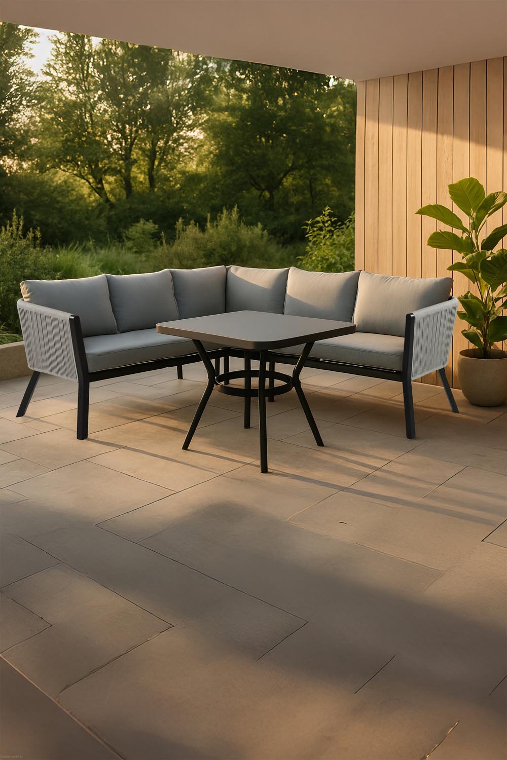 Virya Ecksofa Outdoorset 90cm in Grau / Schwarz präsentiert im Onlineshop von KAQTU Design AG. Loungeset ist von Venture Home