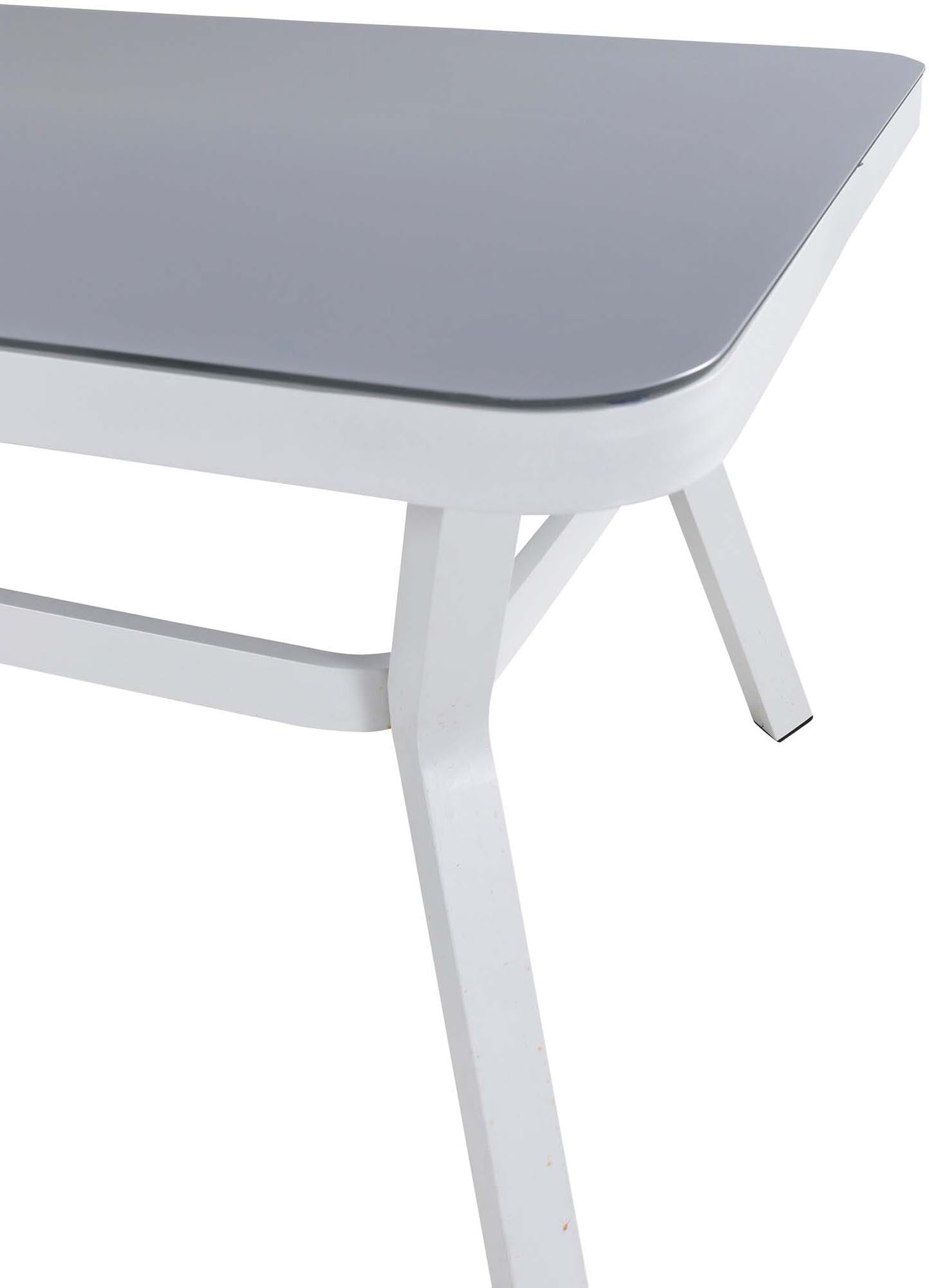 Eleganter Virya Gartentisch von Venture Home aus pflegeleichtem Sprühstein und stabilem Aluminium – ideal für gesellige Stunden im Freien.