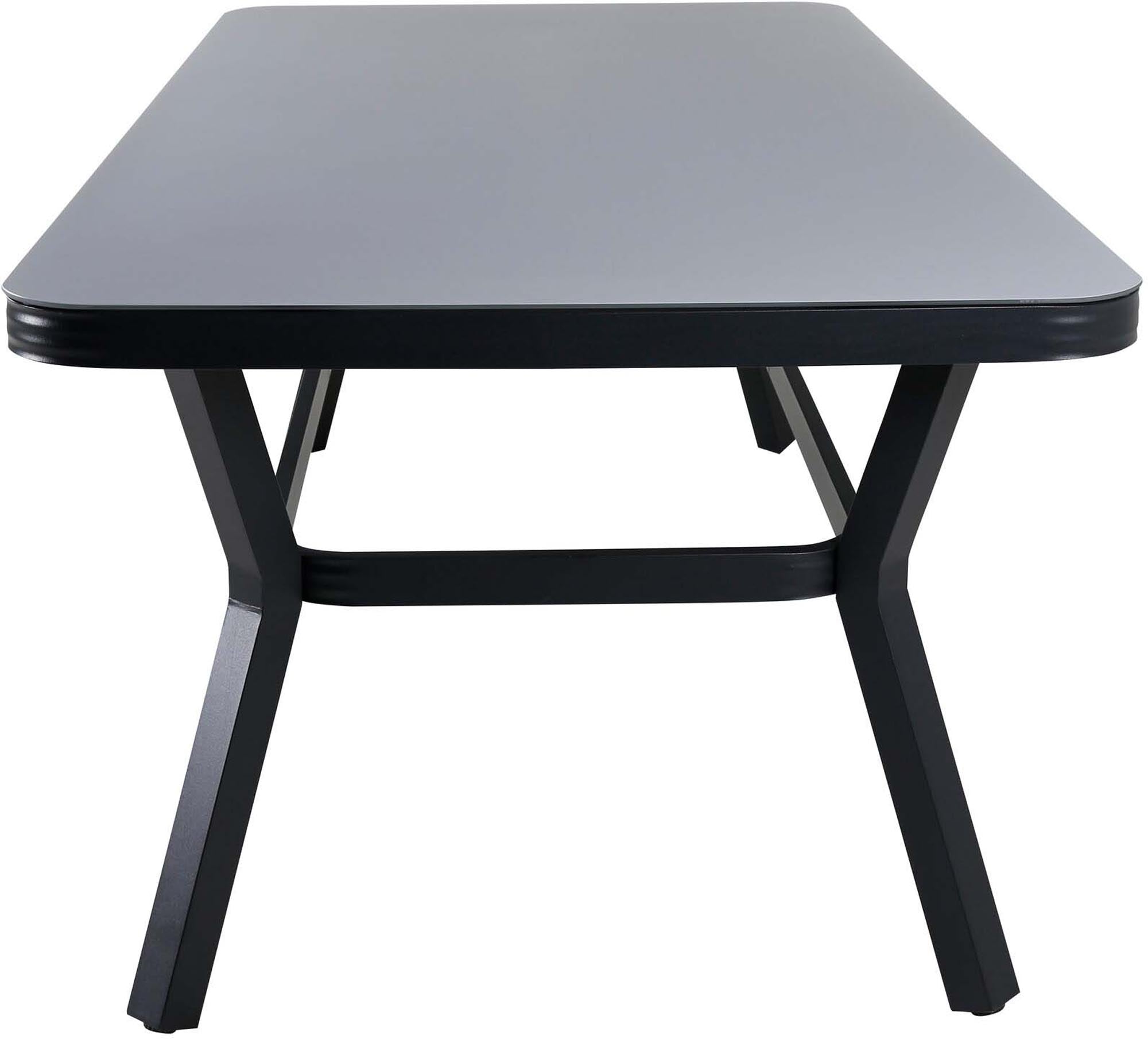 Stylischer Virya Gartentisch von Venture Home: Hochwertiger Sprühstein und Aluminium vereinen Eleganz und Funktionalität für unvergessliche Momente im Freien.