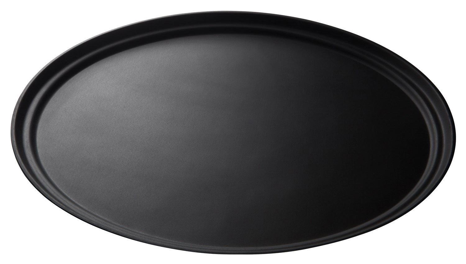 Schwarzes ovales Camtread Tablett (49x59 cm) mit rutschfester Oberfläche, perfekt für den Einsatz in der Gastronomie und bei Veranstaltungen.