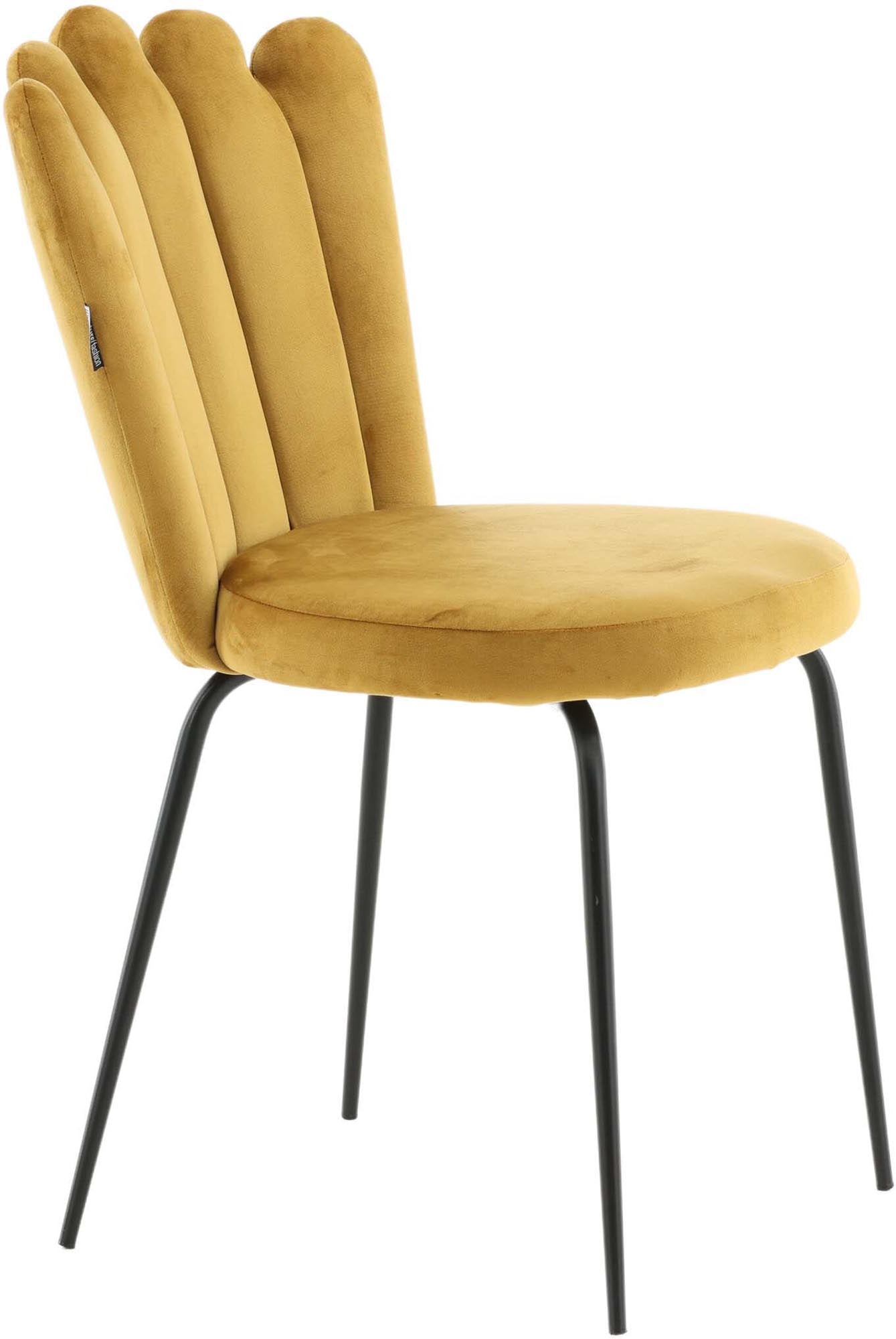 Limhamn Stuhl: Eleganter Schalenstuhl mit luxuriösem Samtbezug und stabilen Metallbeinen für höchsten Komfort im Esszimmer.