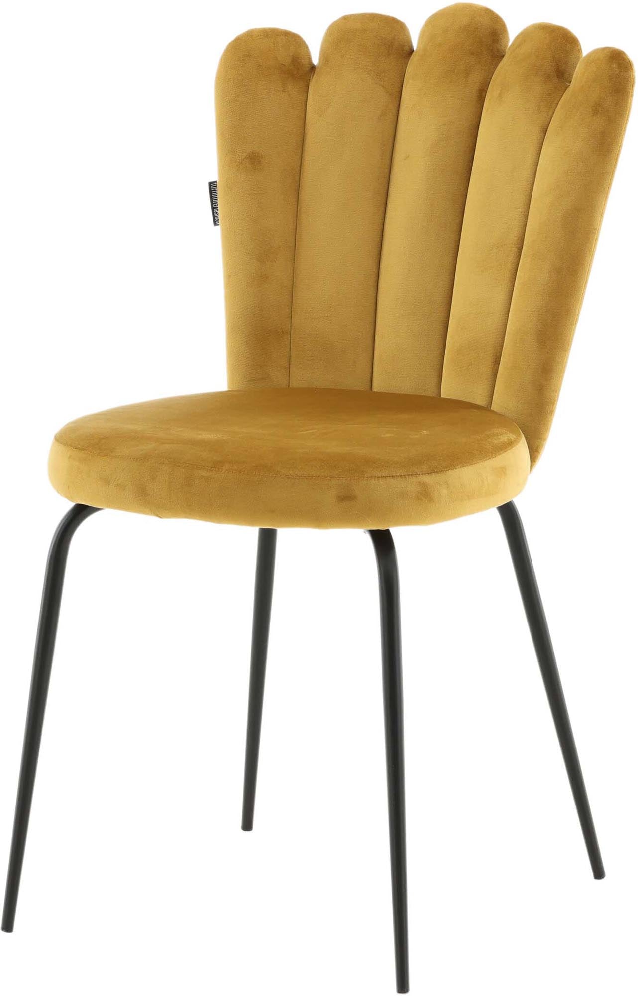 Limhamn Stuhl: Eleganter Samt vereint mit zeitlosem Metallgestell.