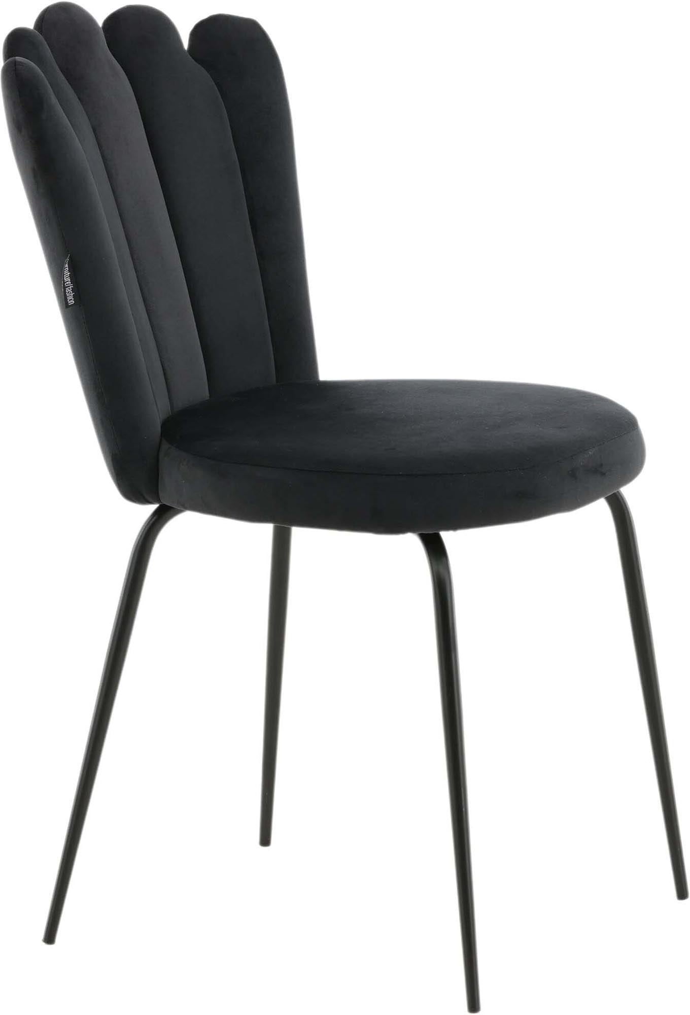 Erleben Sie den Limhamn Stuhl von Furniture Fashion: Luxuriöser Samt, robuste Metallkonstruktion und stilvolles Design für jeden Essbereich.