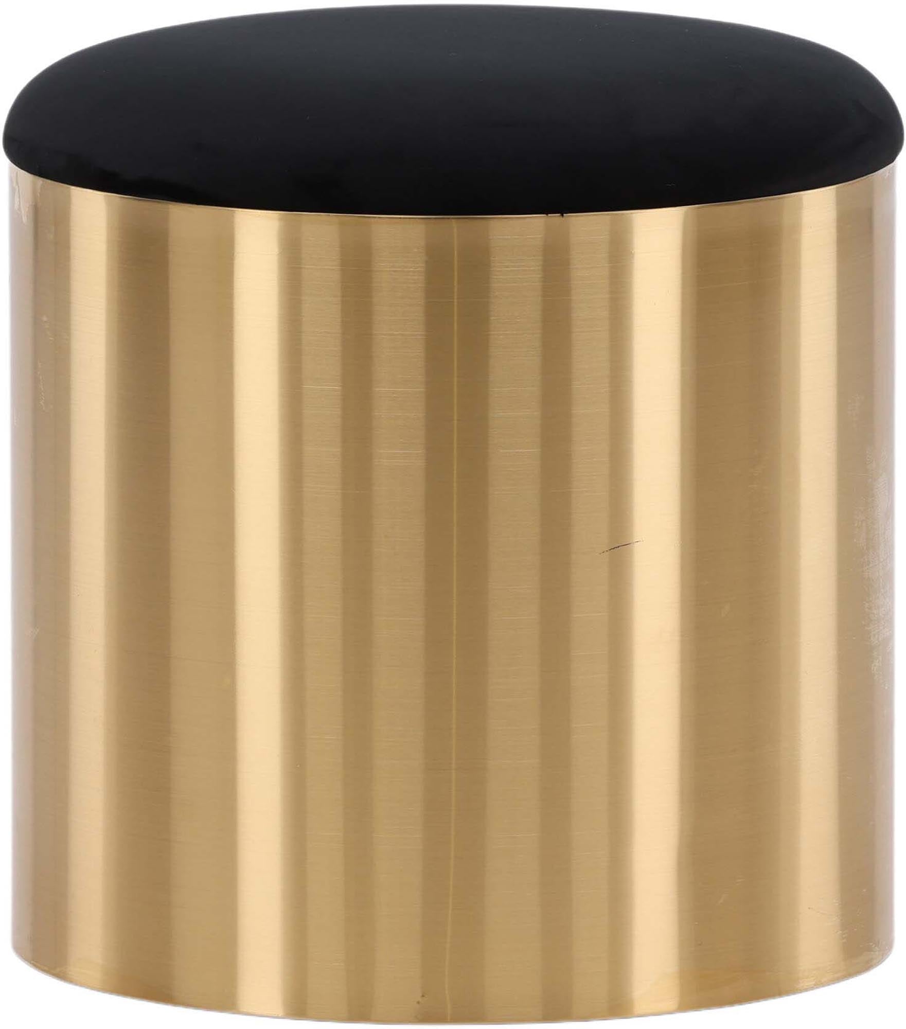 Eleganter Puff Hocker von Furniture Fashion: Vielseitig, aus luxuriösem Samt mit goldenem Sockel. Ideal für jeden Raum!