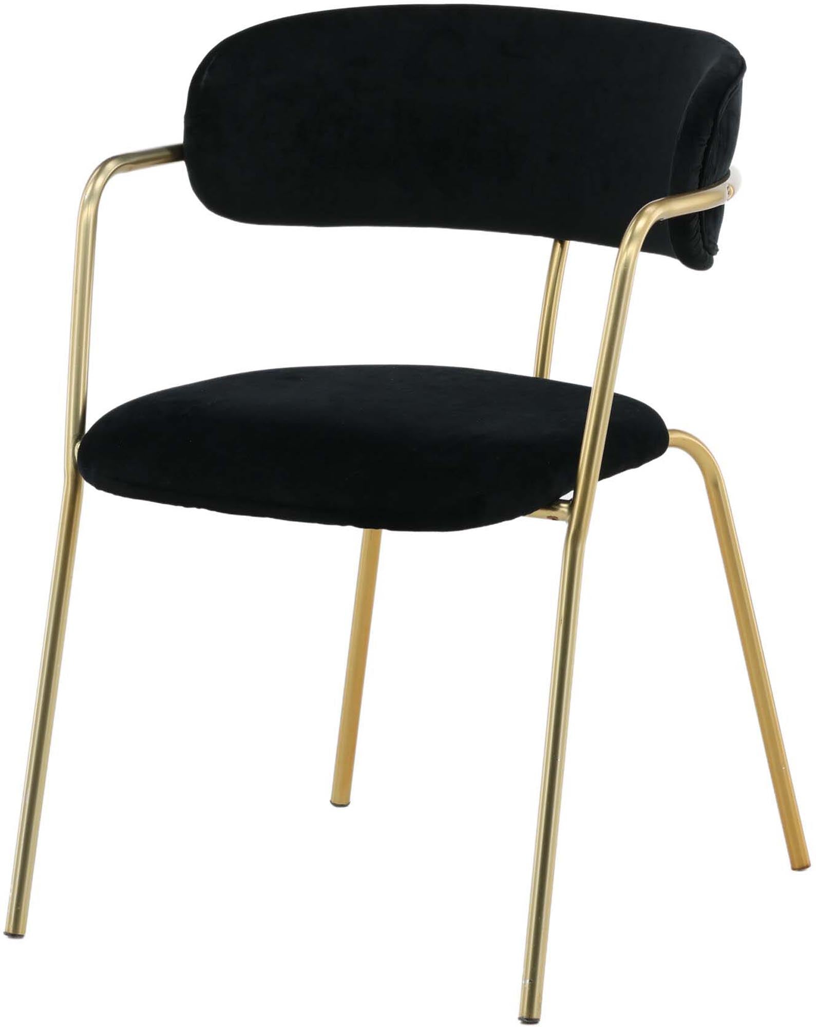 Entdecken Sie den eleganten Arrow Armlehnstuhl von Venture Home – stilvoller Samt, stabiler Metallrahmen und optimaler Komfort für Ihr Esszimmer.