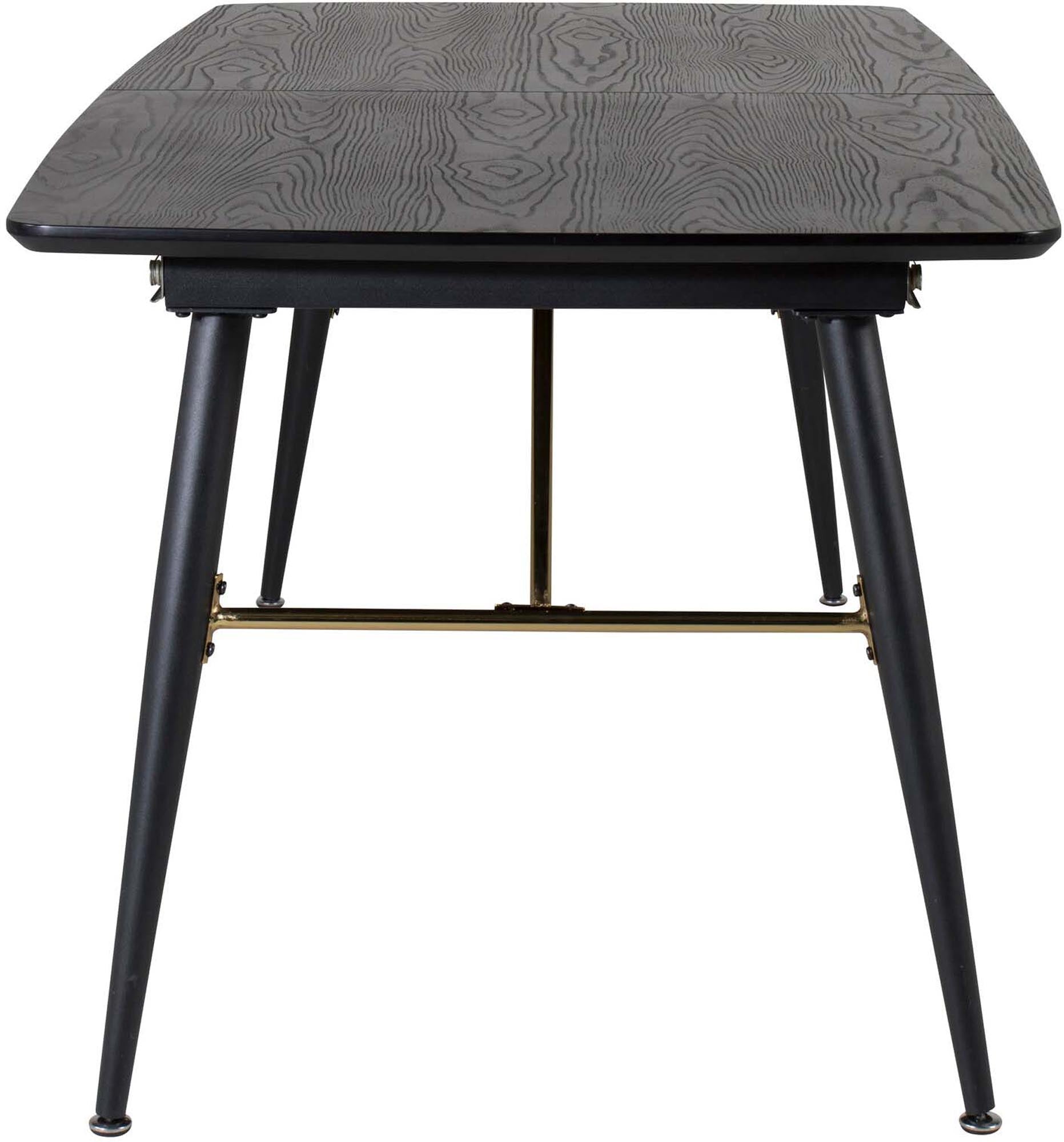Venture Home's Gold ausziehbarer Tisch: Stilvolles Design in edlem Schwarz, langlebige Materialien und flexible Nutzung für jeden Anlass.