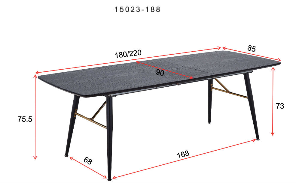 Gold ausziehbarer Tisch in Schwarz präsentiert im Onlineshop von KAQTU Design AG. Esstisch ist von Venture Home