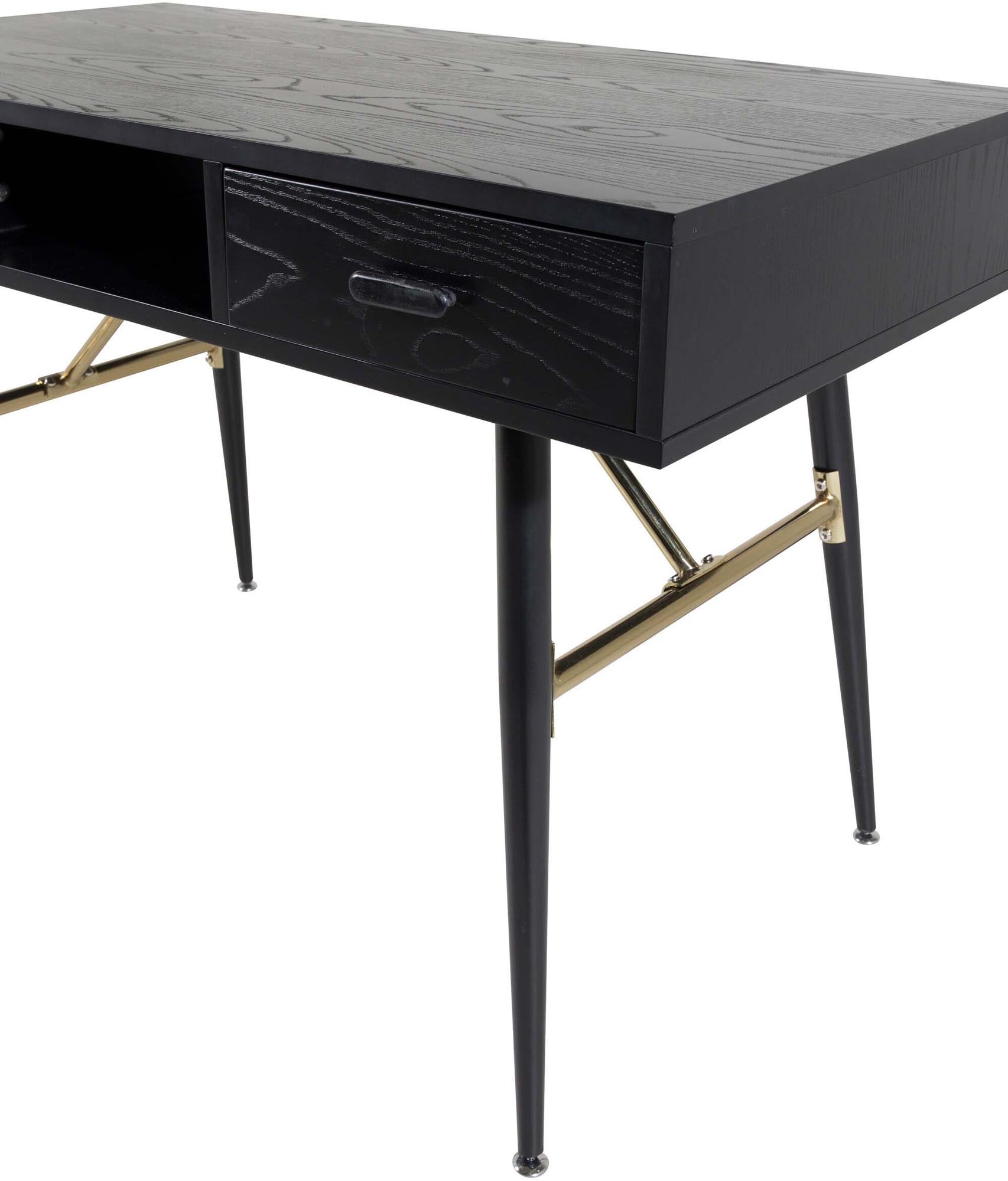 Gold Schreibtisch in Schwarz präsentiert im Onlineshop von KAQTU Design AG. Schreibtisch ist von Venture Home