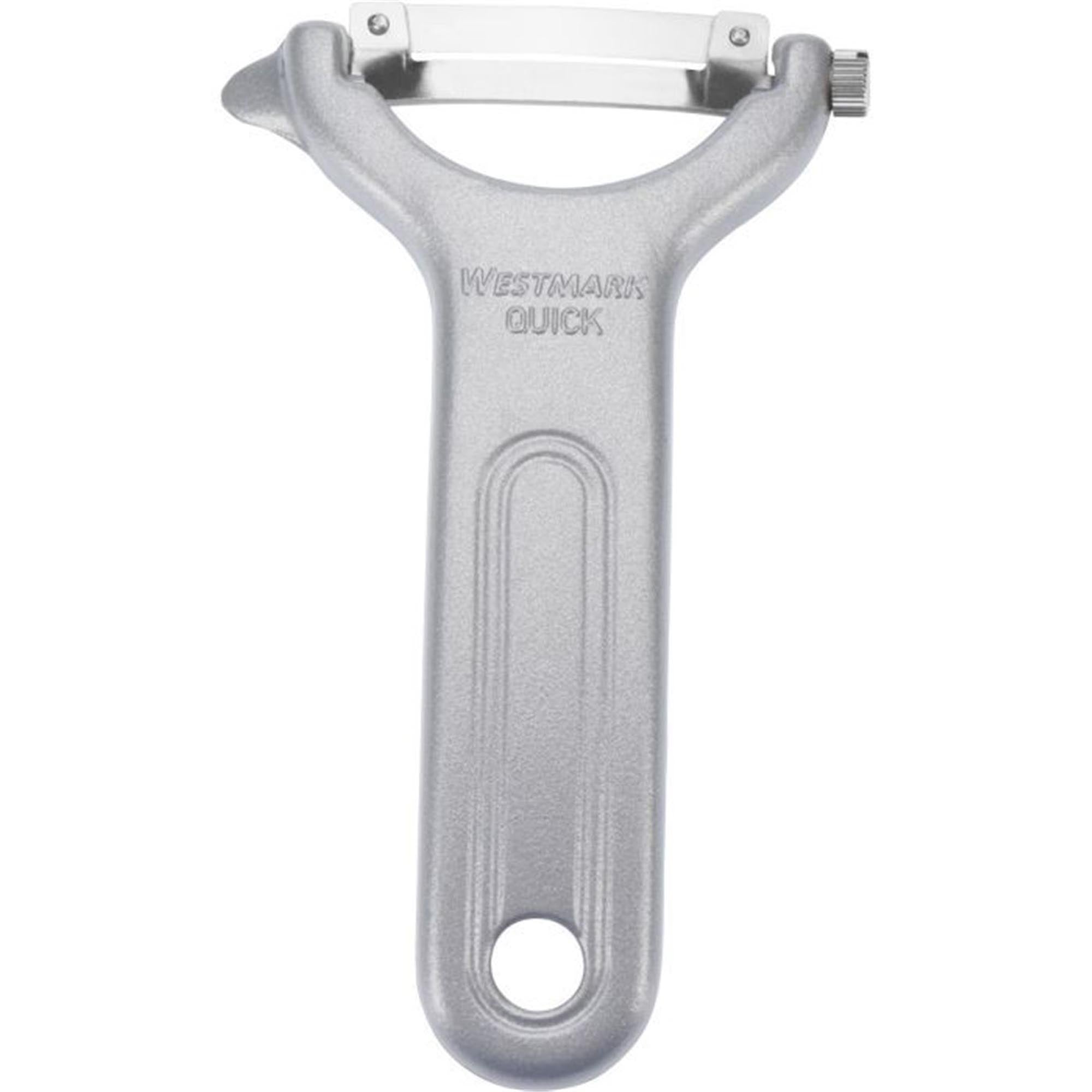 Praktischer Gemüse- und Spargelschäler von Westmark mit austauschbarer Klinge, ideal für präzises Schälen, Masse: 12x7.5 cm.