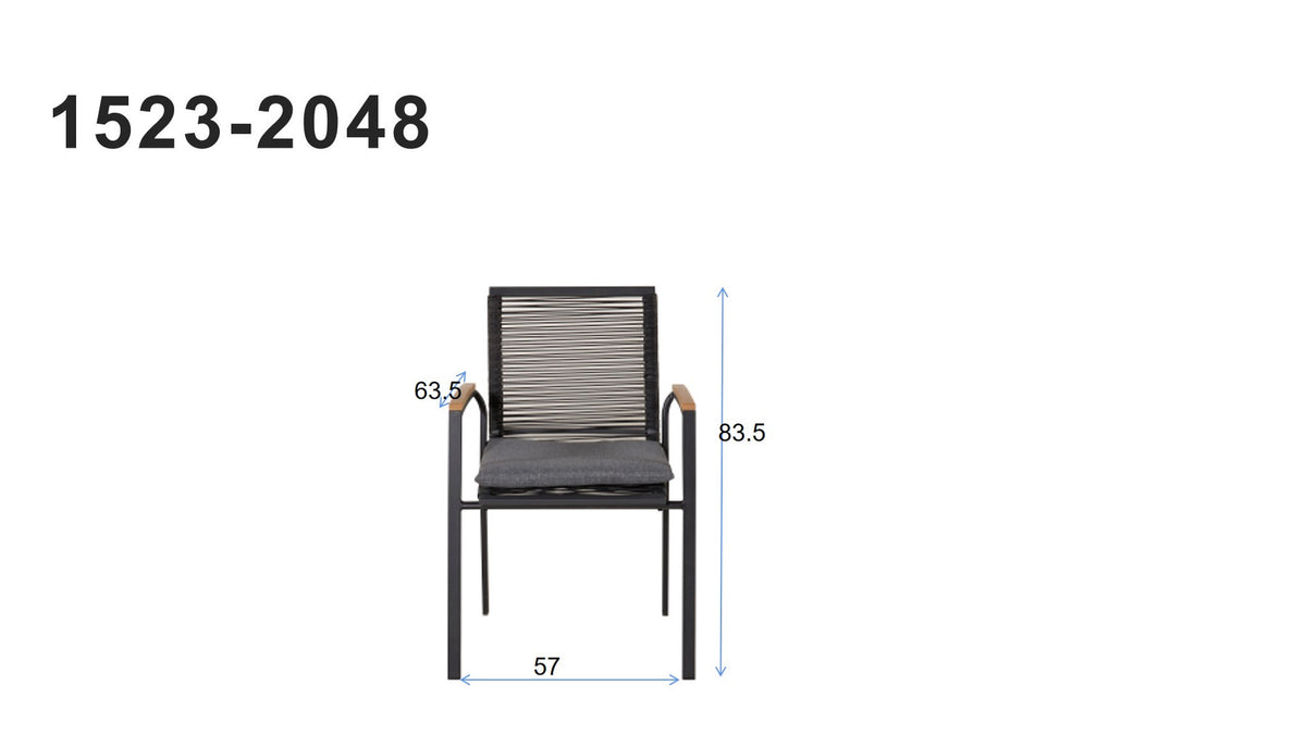 Dallas Gartenstuhl in Schwarz präsentiert im Onlineshop von KAQTU Design AG. Gartenstuhl mit Armlehnen ist von Venture Home