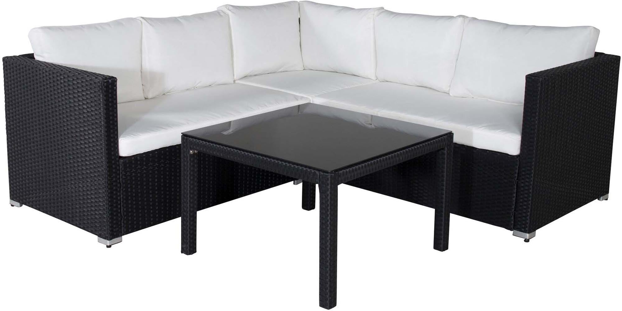 Kuba Ecksofa Outdoorset 70cm in Schwarz / Weiss präsentiert im Onlineshop von KAQTU Design AG. Loungeset ist von Venture Home