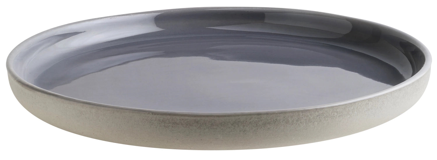 Flacher Teller "Ground gris" von Bonna, Durchmesser 25 cm, in elegantem Grau, ideal für stilvolle Tischdekoration und Servieren von Speisen.