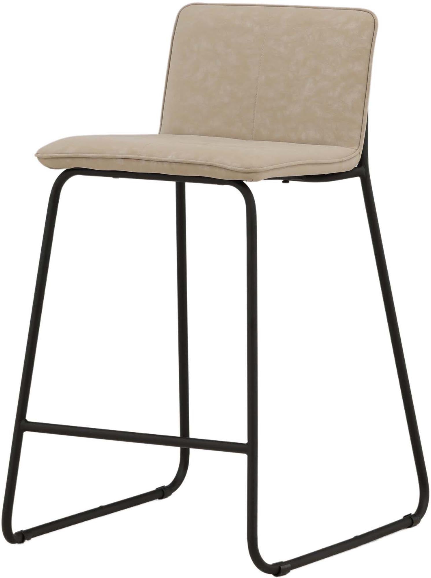 Der Bisbee Barstuhl: skandinavisches Design, beiger Mikrofaser, schwarze Stahl-Fussstütze, ideal für Esstisch & Hausbar.