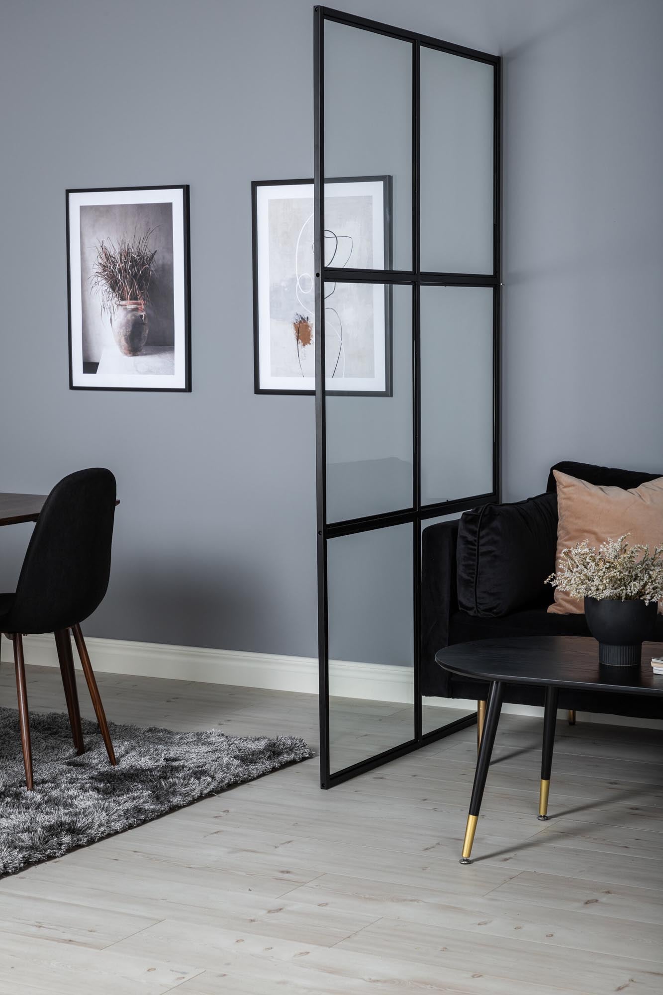 Venture Home Leif Raumtrenner: 120x210 cm, aus robustem Stahl und elegantem Glas, perfekt für stilvolle Raumtrennung und kreative Gestaltung.