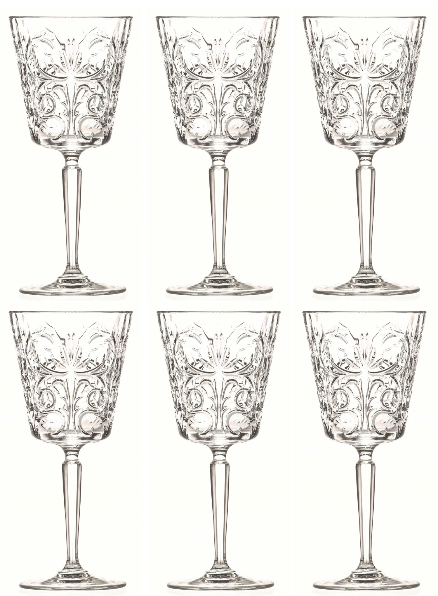 Set of 6 tattoo wine glasses Ø8.8 H19.4 cm, 29cl