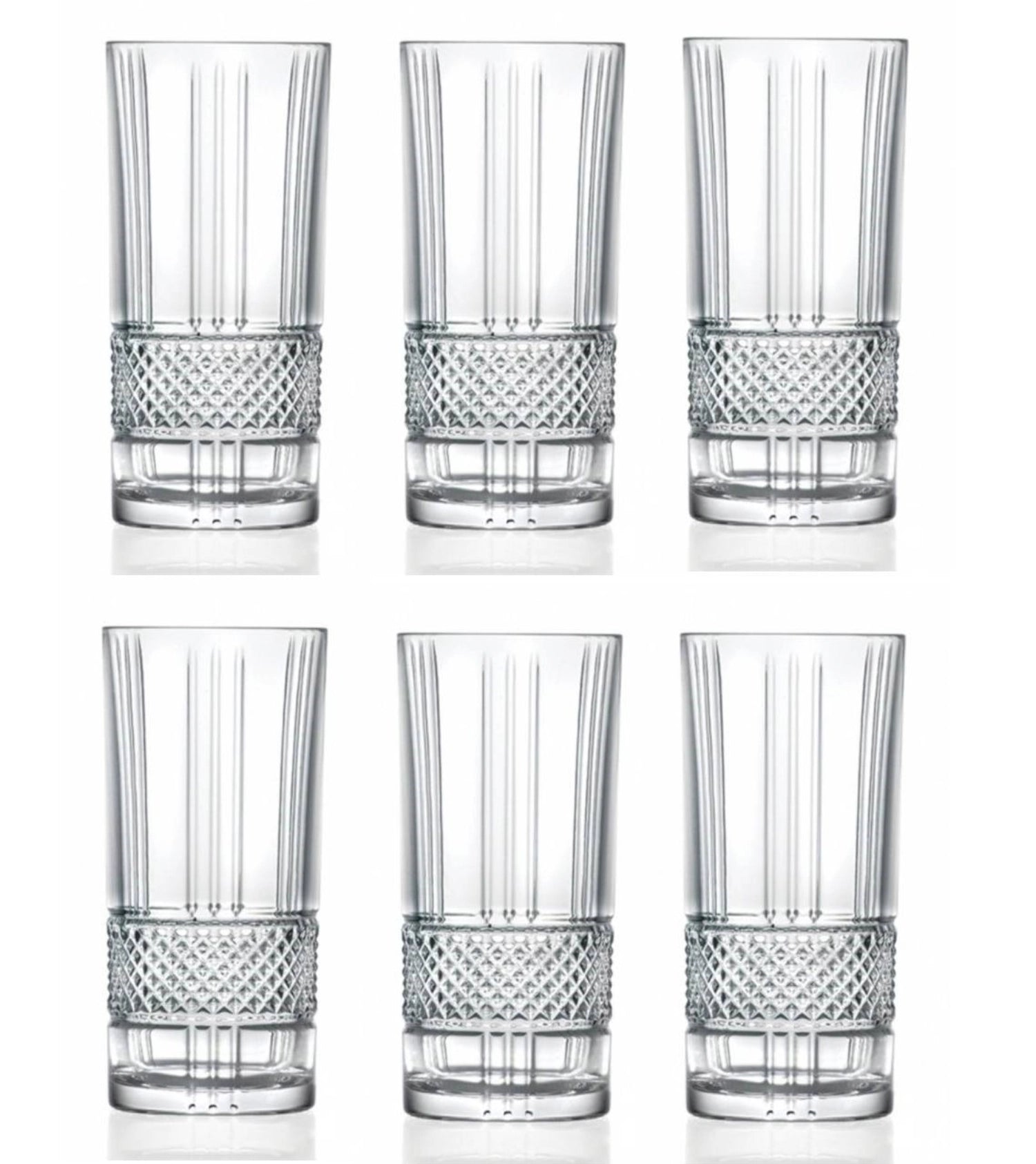 Stilvolles 6er Set RCR Brillante Hb Tumbler, Ø7 H15 cm, 37cl, ideal für Cocktails und Getränke, mit zeitlosem, funkelndem Design.