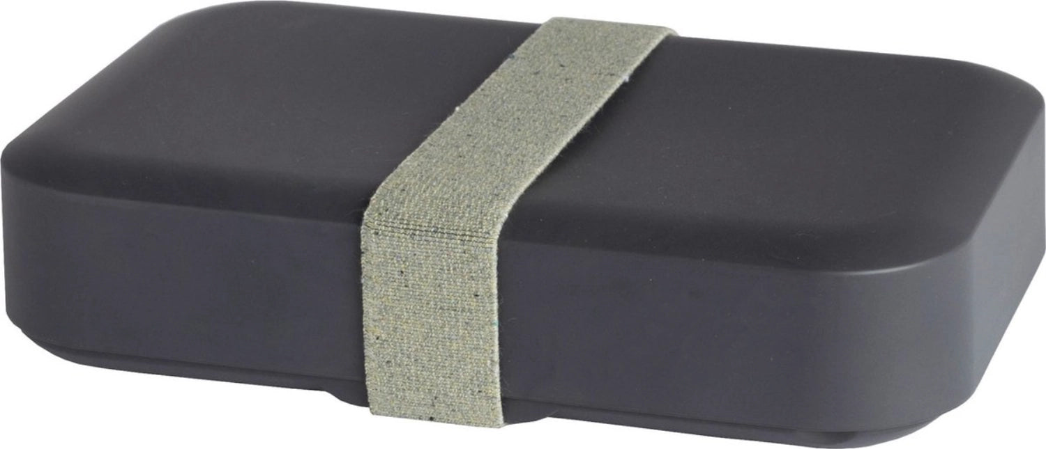 Stylische graue Lunchbox von Amuse Plus, perfekt für umweltbewusste Mahlzeiten unterwegs, Maße: 210 x 140 x 50 mm.