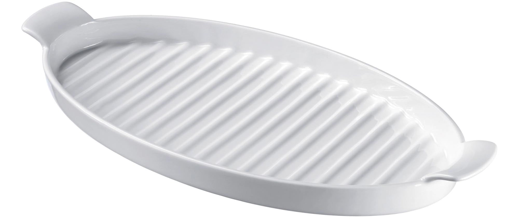 Entdecken Sie die elegante Spargelplatte mit Bodenrillen von Westmark aus hochwertigem Porzellan. Ideal für die Präsentation und Zubereitung von Spargelgerichten.