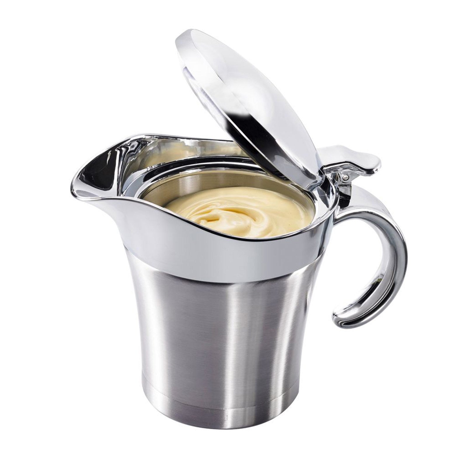 Thermo-Sauciere von Westmark, 0.5 l, Edelstahl, hält Saucen warm, 18x11.5x14.3 cm, stilvoll und funktional für den gedeckten Tisch.