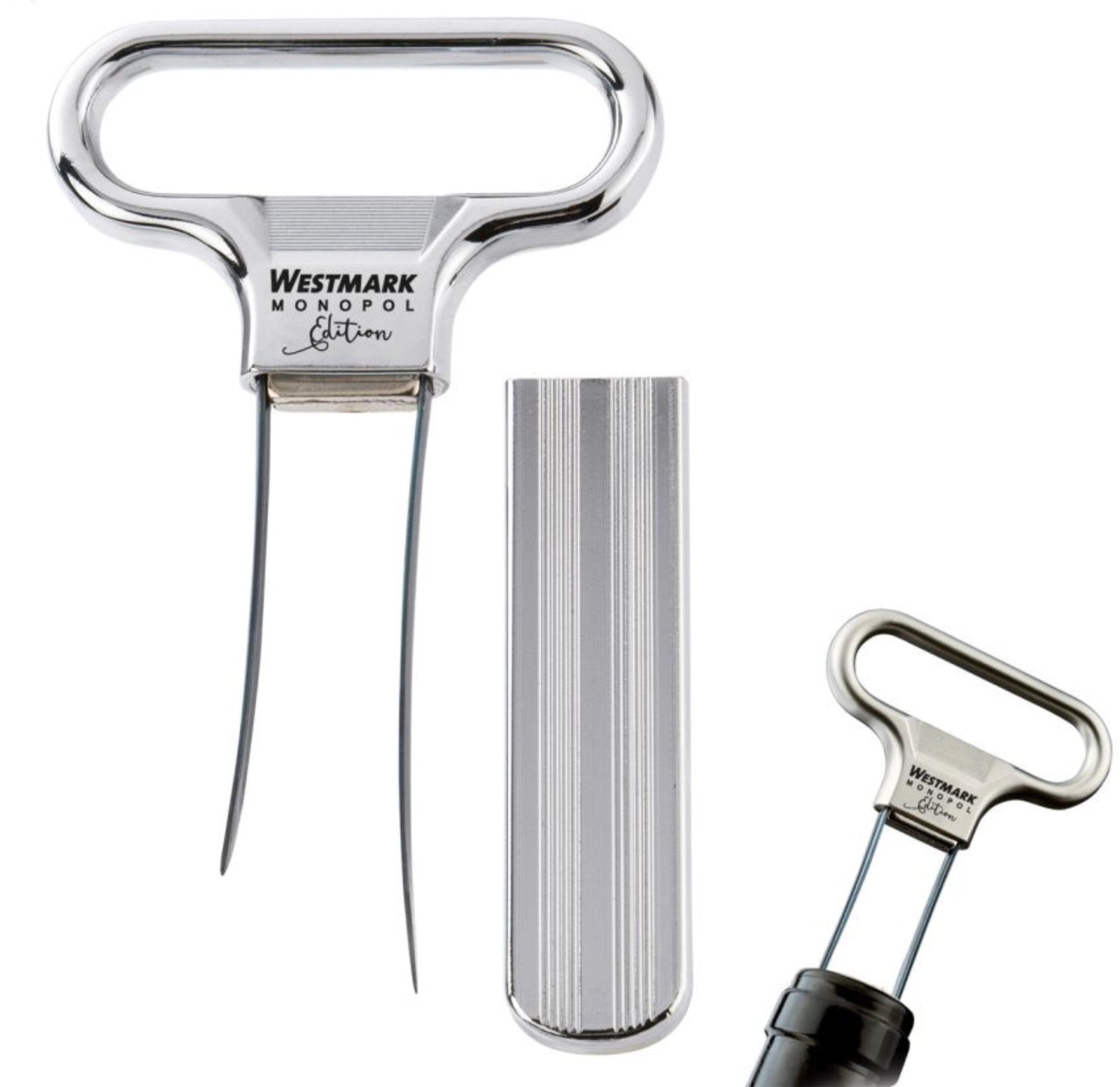 Ent-und Verkorker Ah-So, verchromt, 11x6.5x1cm