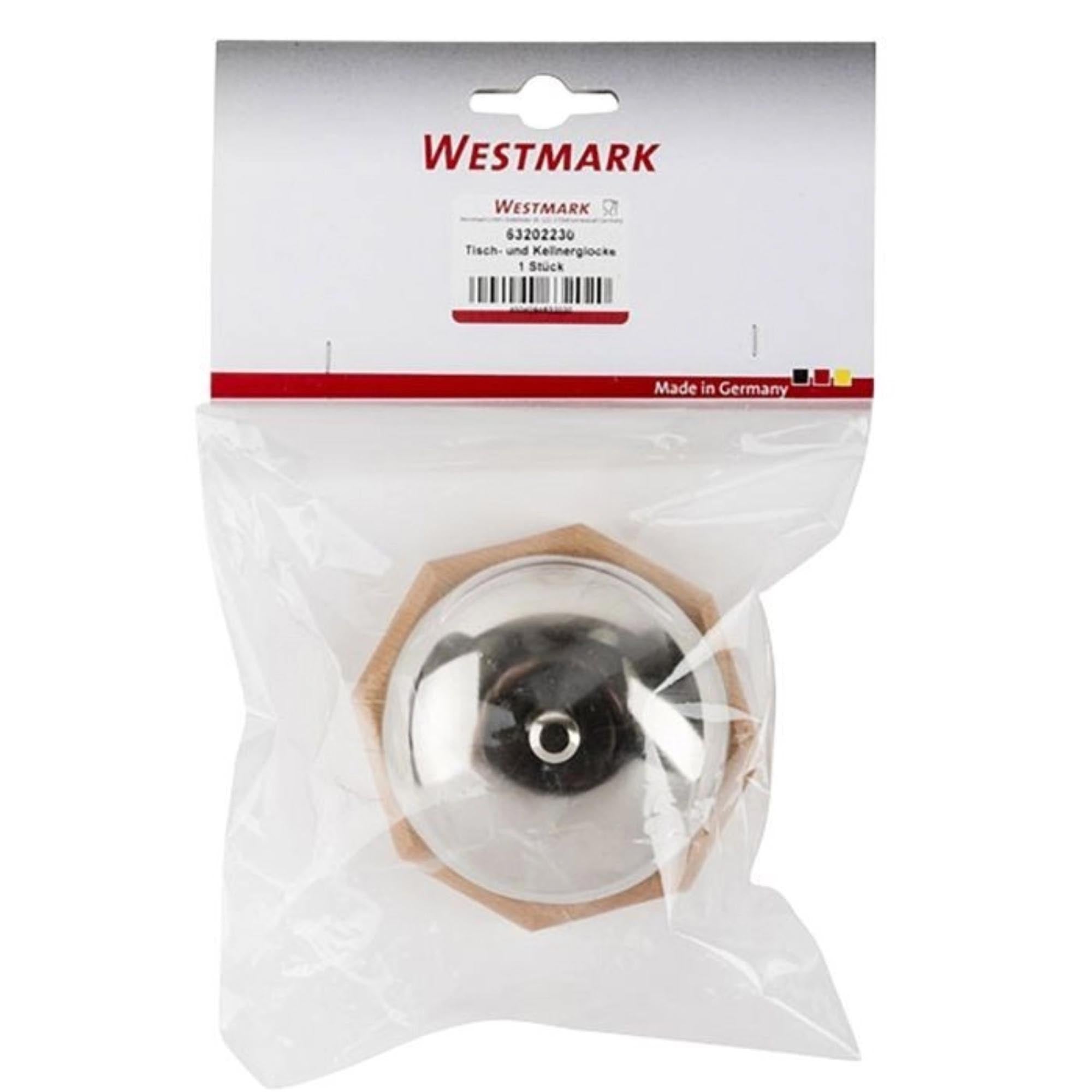 Elegante Tischglocke aus Metall, perfekt für Empfang oder Service, kompakte Grösse: 8.5x6.5x5.5 cm, von Westmark.