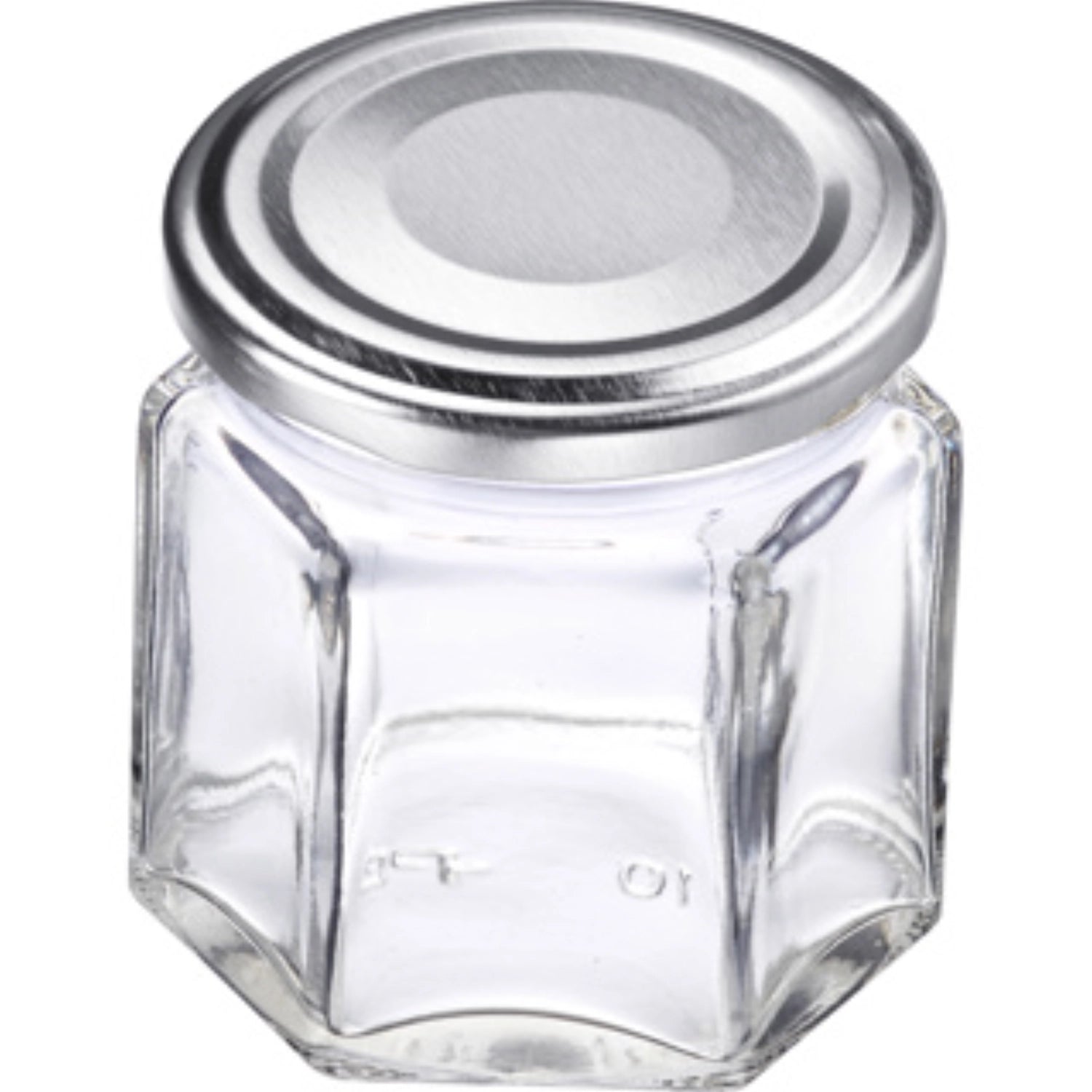 Set of 8 45ml hexagonal glasses, with white lid 43 mm