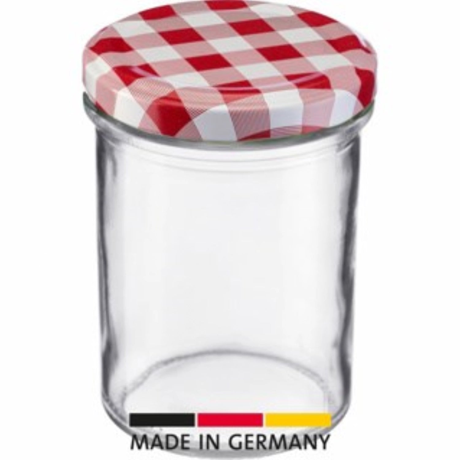 Sturzglas 230ml, m. rot-weiss Deckel, 66 mm