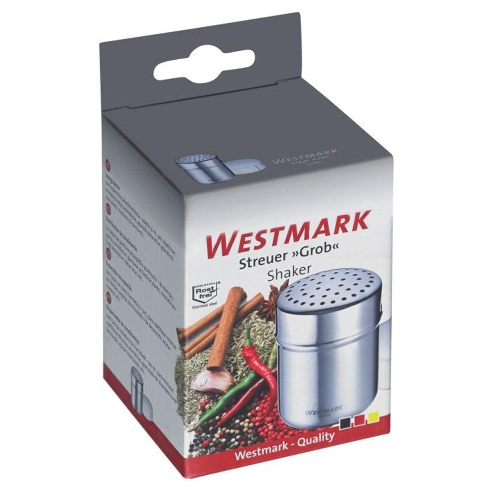 Westmark Gewürzstreuer Grob mit Deckel, ideal für grobe Gewürze. Praktisch, vielseitig und perfekt für Küche und Esstisch.