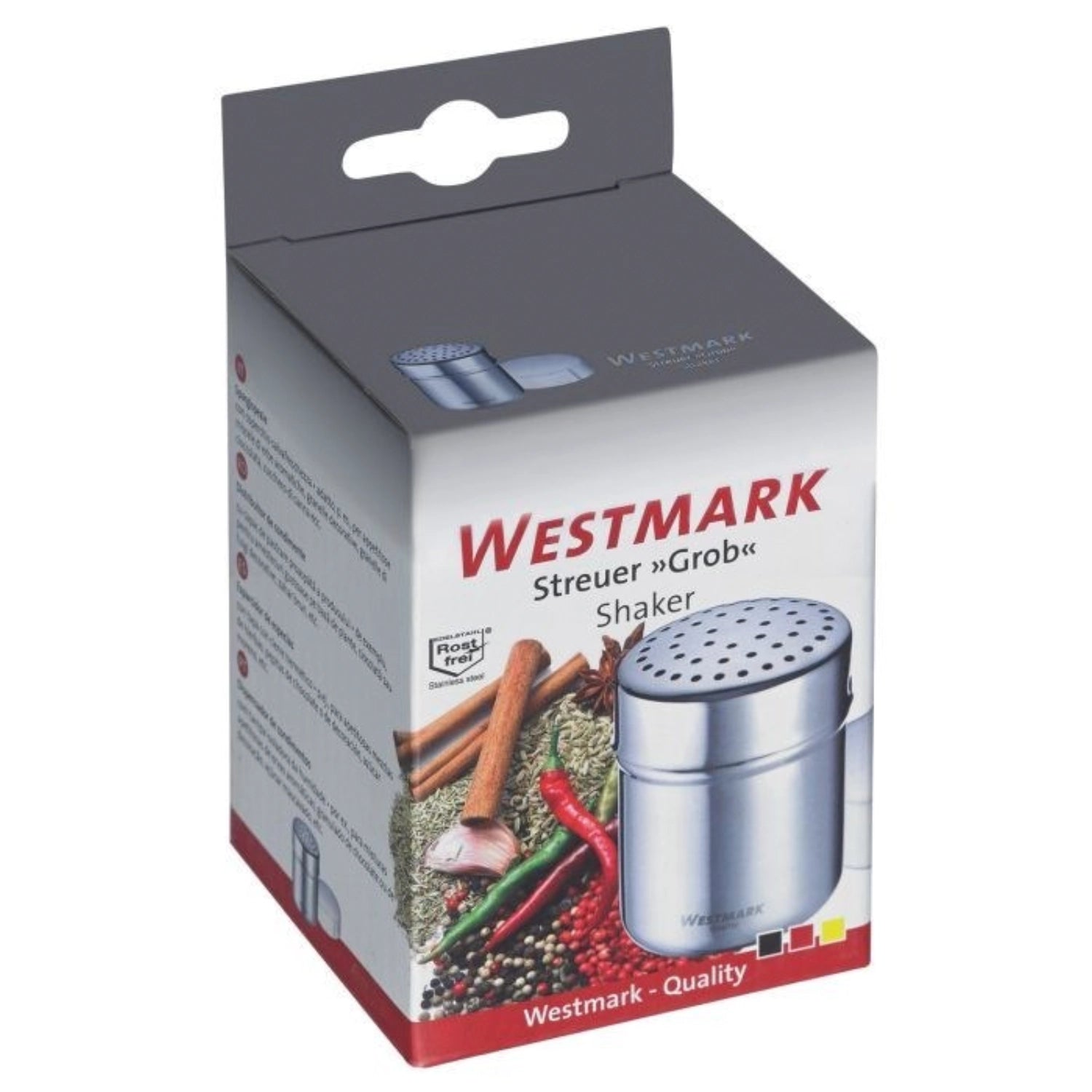 Grob gewürzstreuer von Westmark mit praktischem Frischhaltedeckel, ideal für die aromatische Aufbewahrung und gezielte Dosierung von Gewürzen.